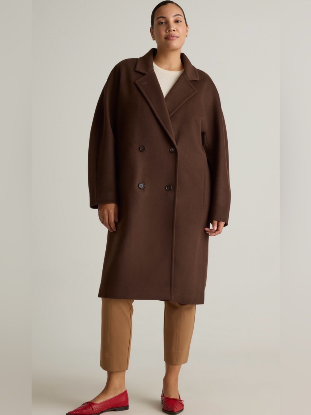 Quince Women’s Italian Wool Oversized Slouch Coat Dark Chocolate Medium